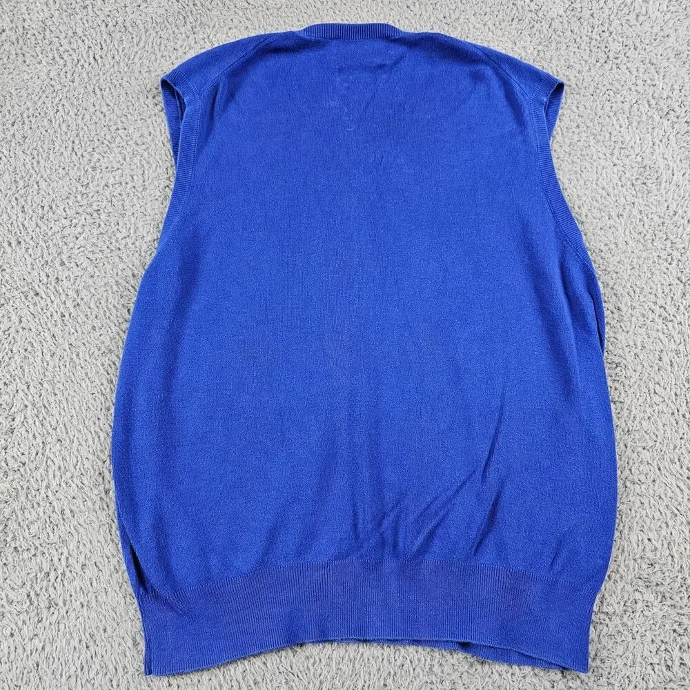 Vintage Polo Ralph Lauren Sweater Vest Mens Medium Blue Pima Pullover V Neck 90s